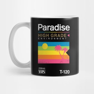 Retro VHS Paradise Pun Tropical Sunset Mug